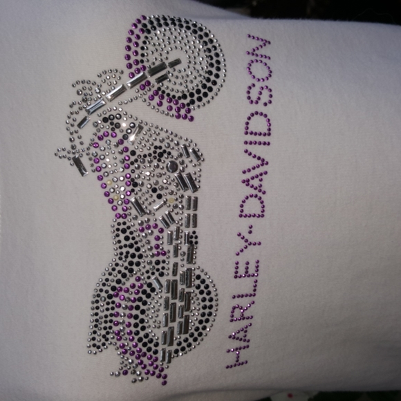 HARLEY DAVIDSON ♡ Beautiful White|Silver|Purple Embellished Bling H-D Tank Top M - Picture 11 of 14